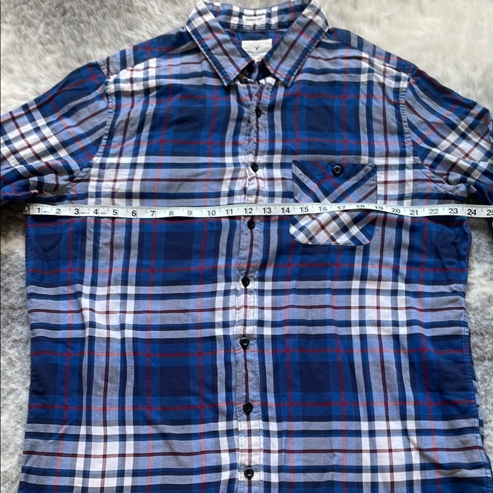 Blue Plaid Men's Shirt - Picture 8 of 11